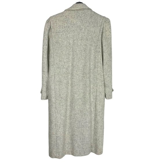 Vintage 90s Grey Cream Unstructured Double Breasted Long Coat Medium - Picture 4 of 10